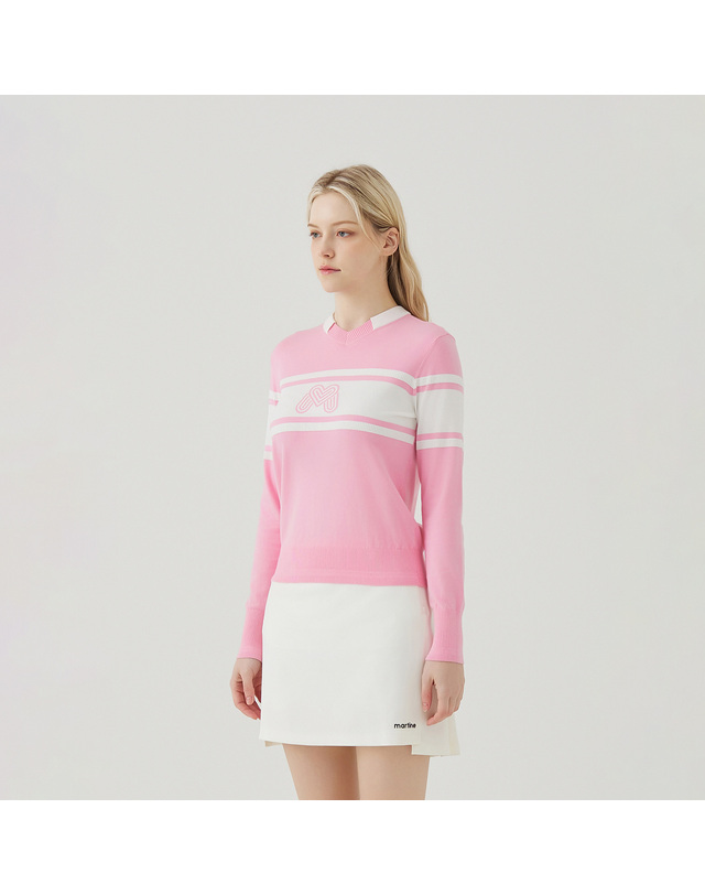 마틴골프 Logo V Neck Pullover_L/Pink 핑크 착용컷
