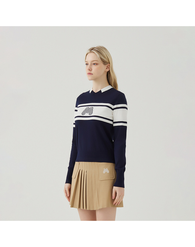 마틴골프 Logo V Neck Pullover_Navy 네이비 착용컷