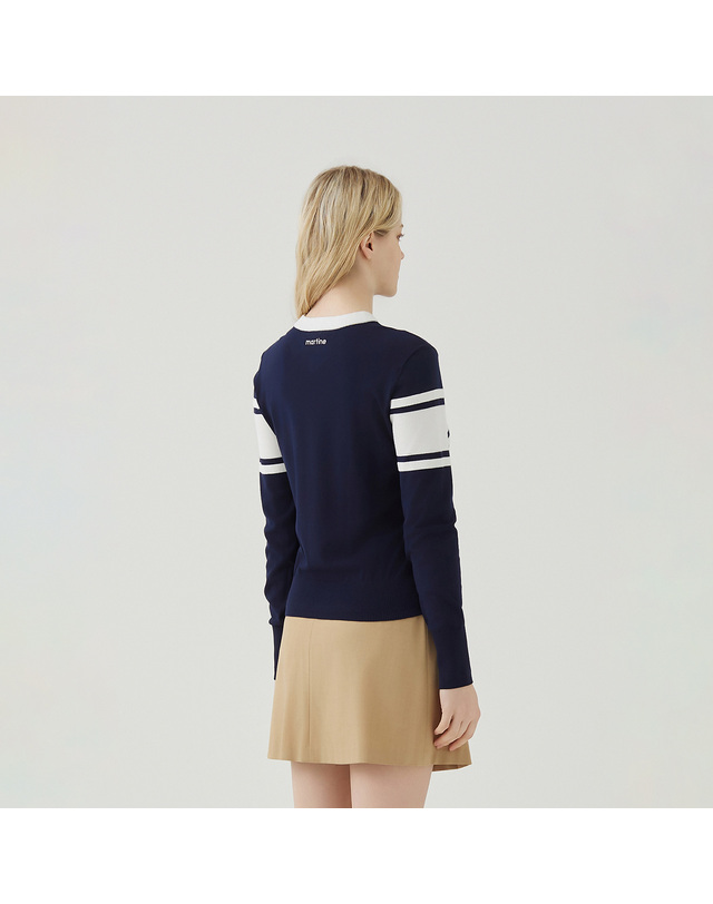 마틴골프 Logo V Neck Pullover_Navy 네이비 착용컷