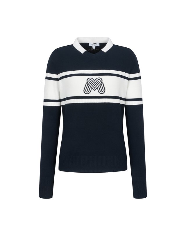 마틴골프 Logo V Neck Pullover_Navy 네이비 착용컷