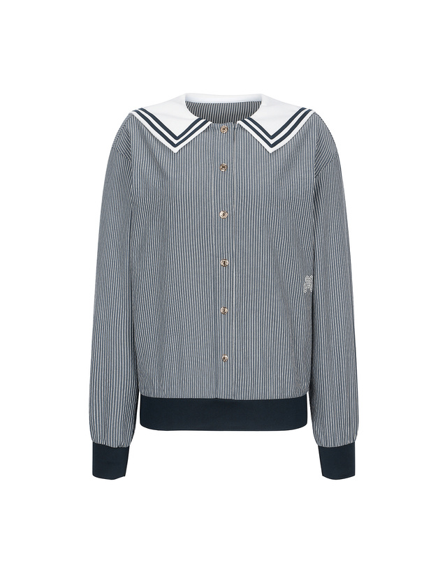 마틴골프 Stripe Blouson Shirts_Navy 네이비 착용컷