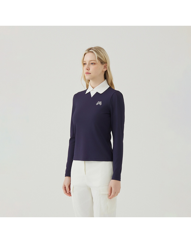 마틴골프 Pullover Knit Collar Shirts_Navy 네이비 착용컷