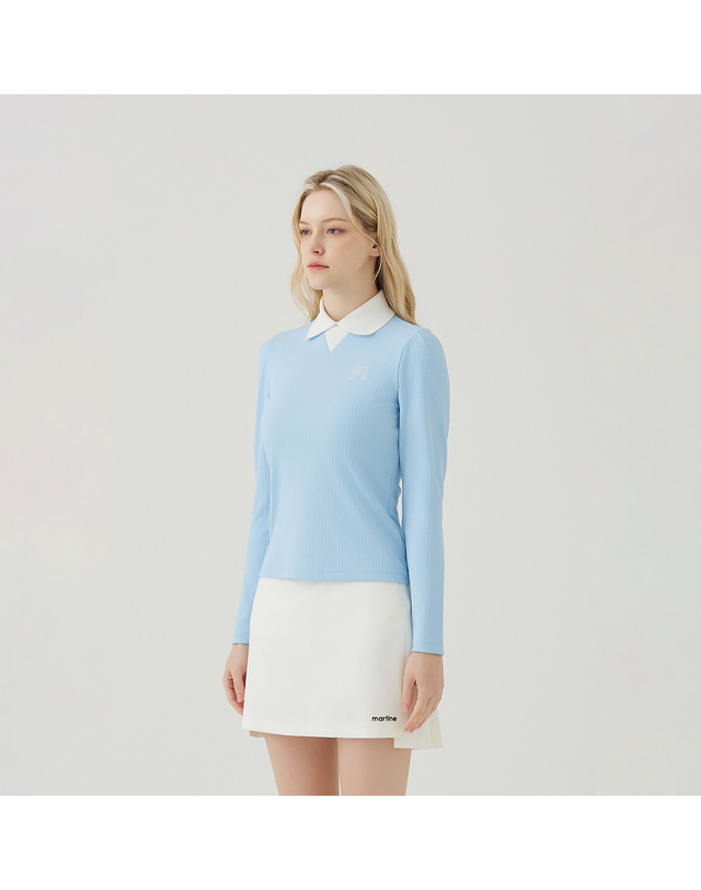 마틴골프 Pullover Knit Collar Shirts_S/Blue 블루 착용컷