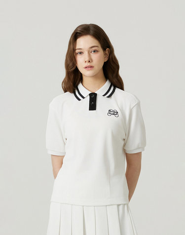 Knit Collar Crop Short Sleeve T-shirt_OFF-WHITE