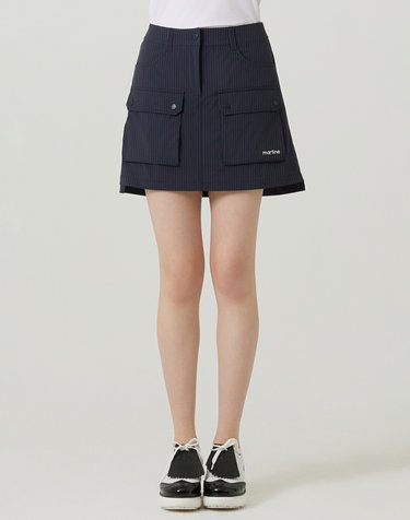 Out Pocket Stripe Pattern Culotte_NAVY