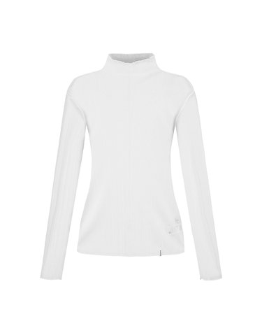 Long-sleeve High neck Crinkle T-shirt_OFF-WHITE