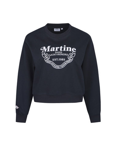 Martine Lettering Crop Sweatshirts_NAVY