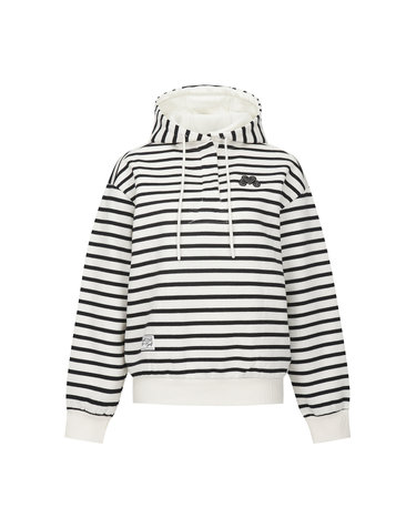 Warm Stripe Hooded Sweatshirts_IVORY