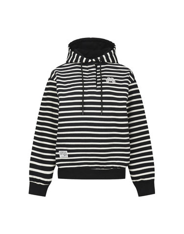 Warm Stripe Hooded Sweatshirts_BLACK