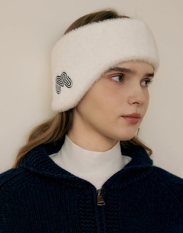 Symbol Knit Ear Warmer_OFF-WHITE