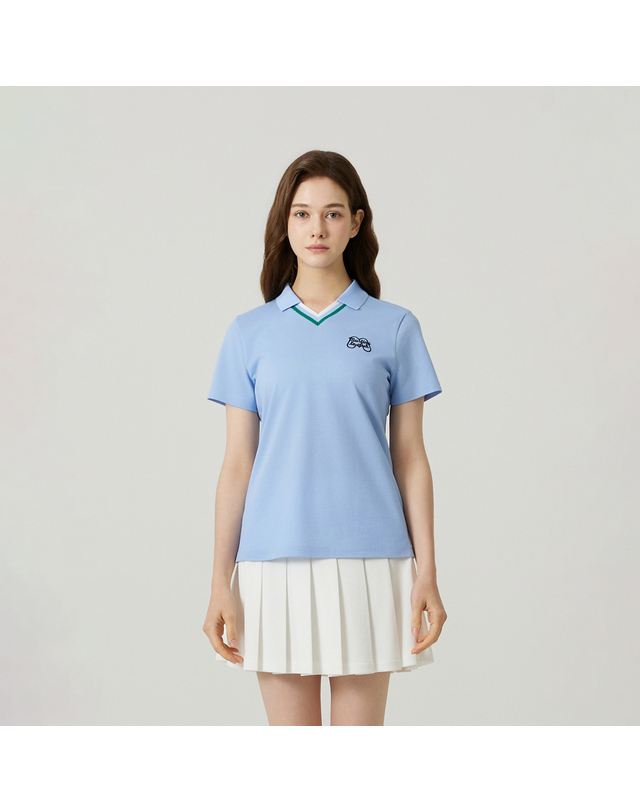마틴골프 V Neck Half Sleeve T-shirts_S/BLUE 블루 착용컷