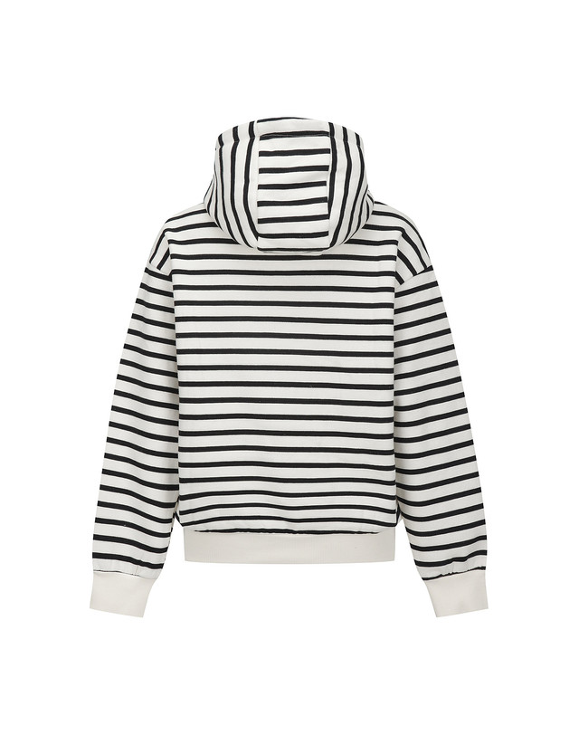 마틴골프 Warm Stripe Hooded Sweatshirts_IVORY 아이보리 착용컷