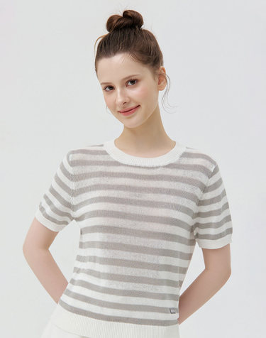 Sheer Marine Stripe Knit_WHITE