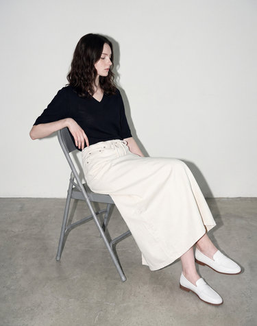 Wool-Blend V-Neck Half Sleeve Knit_CHARCOAL