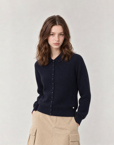 마틴골프 Amelie Collar Knit Cardigan_NAVY