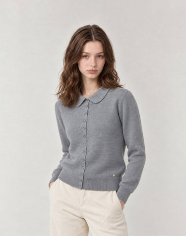 마틴골프 Amelie Collar Knit Cardigan_GRAY