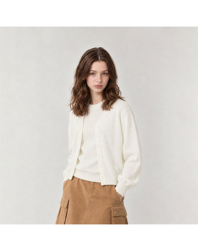 마틴골프 Adele Classic V-Neck Cardigan_IVORY 아이보리 착용컷