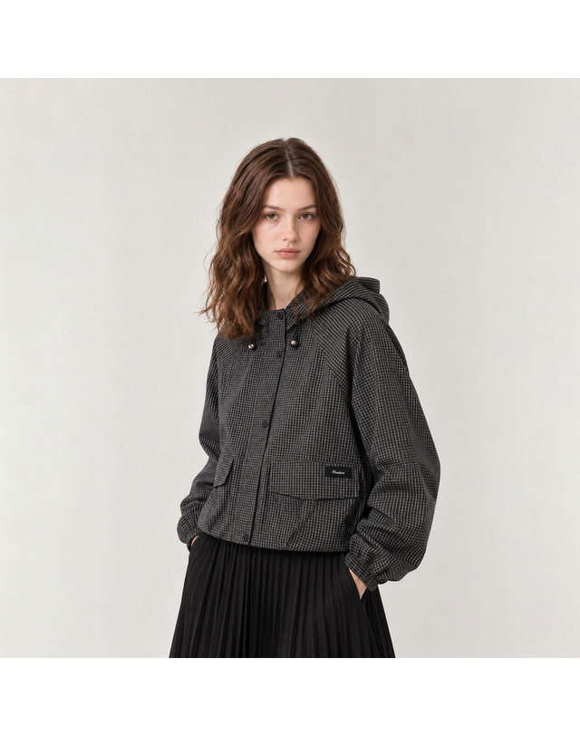마틴골프 Martine Check Wind Jacket_BLACK 블랙 착용컷