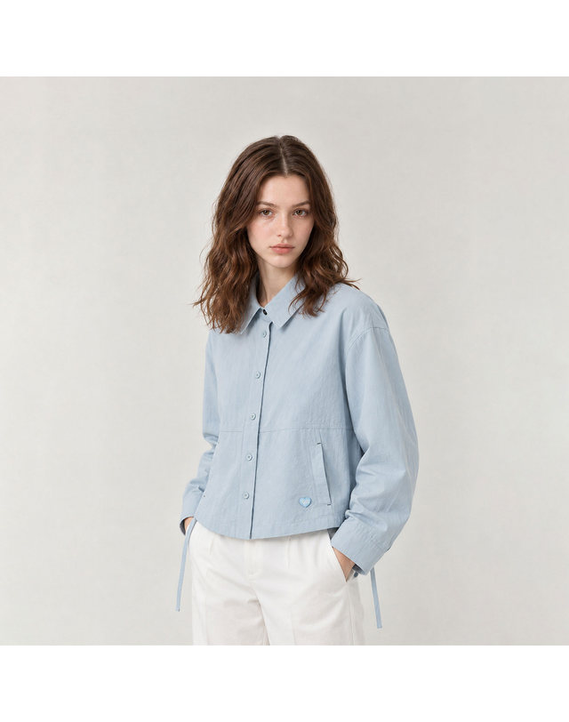 마틴골프 Collared Drawstring Jacket_L/BLUE 그레이 착용컷