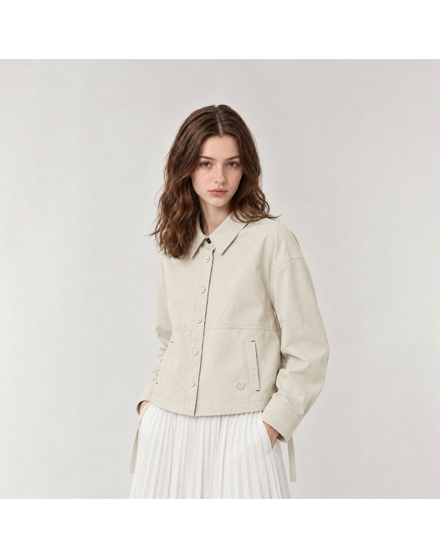 마틴골프 Collared Drawstring Jacket_BEIGE 베이지 착용컷