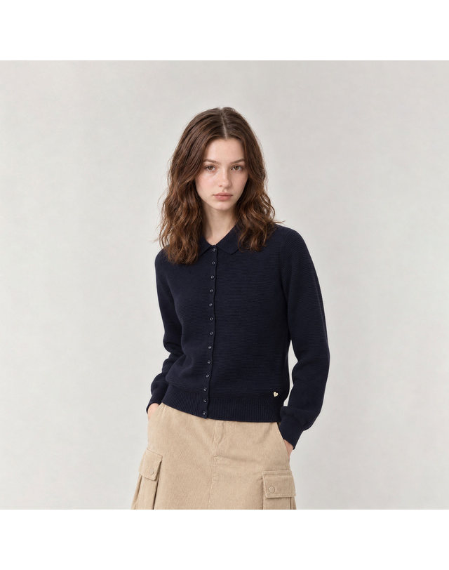 마틴골프 Amelie Collar Knit Cardigan_NAVY 네이비 착용컷