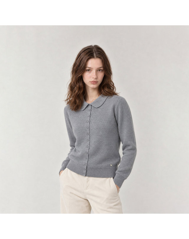 마틴골프 Amelie Collar Knit Cardigan_GRAY 그레이 착용컷