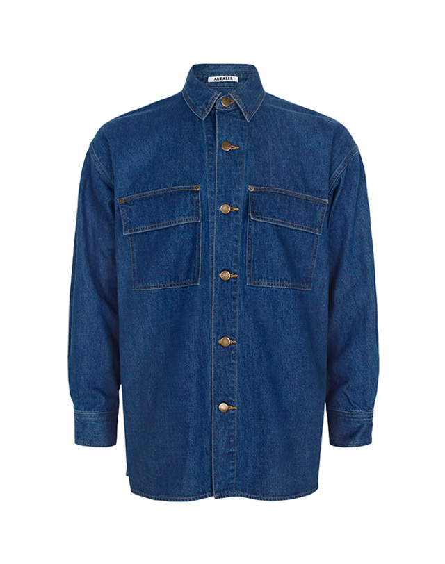 오라리 오라리 미디엄워시드인디고 셀비지 라이트 오즈 데님 셔츠 A25SS01SD MIDIUM WASHED INDIGO 착용컷