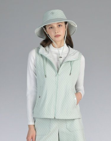 [PREMIUM] 그린 물결 자카드 후드 VEST