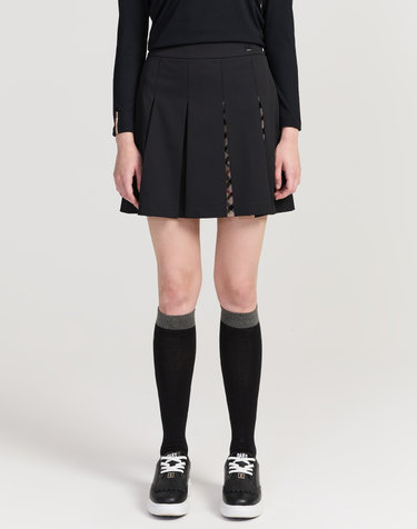 [ONLINE EXCLUSIVE] 블랙 체크 슬릿 포인트 플리츠 스커트