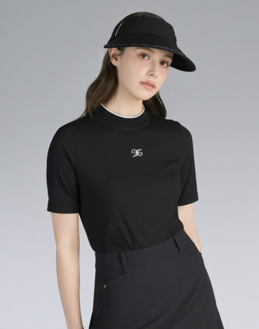 [PREMIUM] 블랙 골지 로고 원포인트 티셔츠