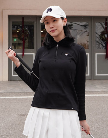 [PREMIUM] 블랙 소프트 벨벳터치 후로피 카라 티셔츠