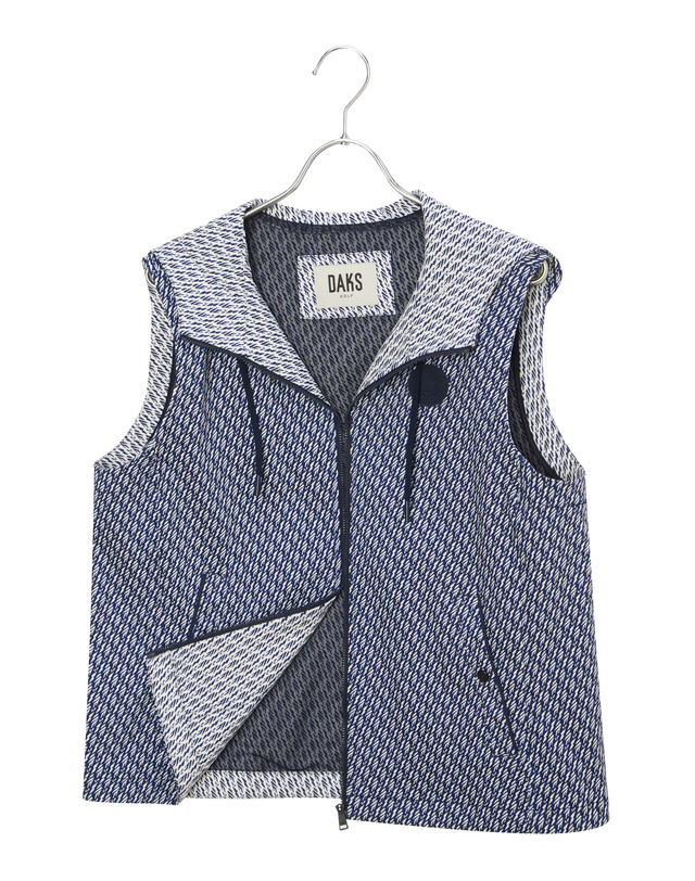 닥스 골프 여성 [PREMIUM] 네이비 물결 자카드 후드 VEST 착용컷