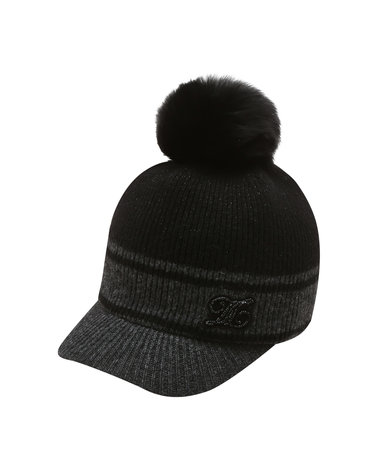 [PREMIUM] 블랙 FUR 방울 니트캡
