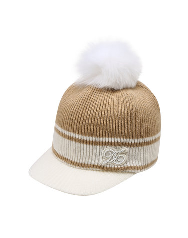 [PREMIUM] 베이지 FUR 방울 니트캡