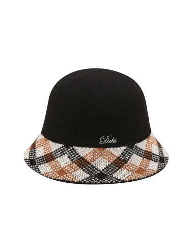 [ONLINE EXCLUSIVE] 블랙 체크배색 울혼방 니트햇