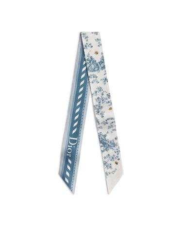 [해외직구] 26 FW Toile de Jouy 뜨왈 드 주이 클로버 포인트 엔드 미차 스카프 블루