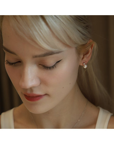 14K 해수진주 다이아몬드 핀 귀걸이