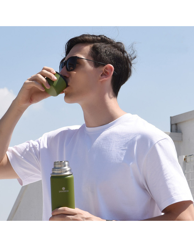산테코 [산테코] 콜리마 보온보냉병 500ml (카본블랙) 착용컷