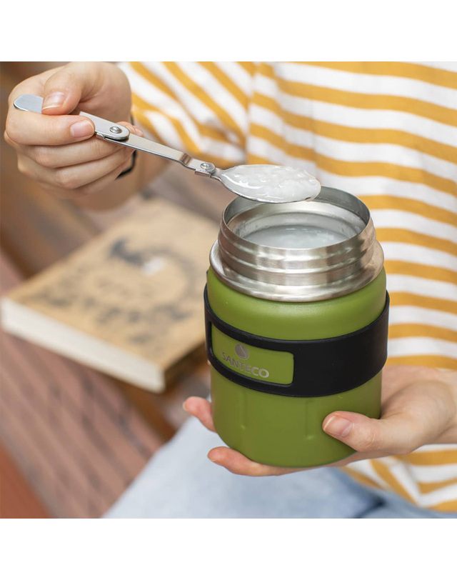 산테코 [산테코] 코지 보온죽통 500ml (밀크화이트) 착용컷