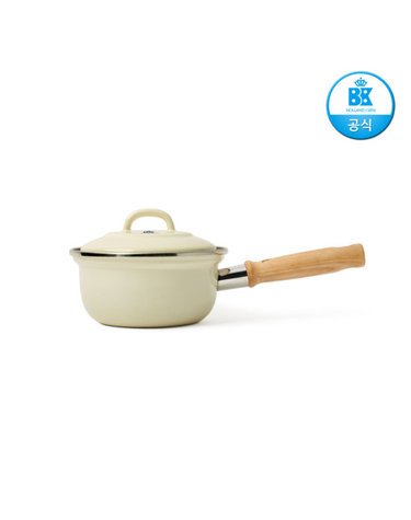 [BK] 비케이쿡웨어 더치오븐 카본스틸 편수 냄비 화이트크림 16cm