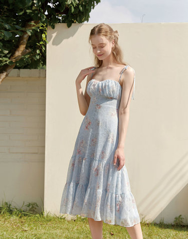 Daphne flower dress Sky Blue