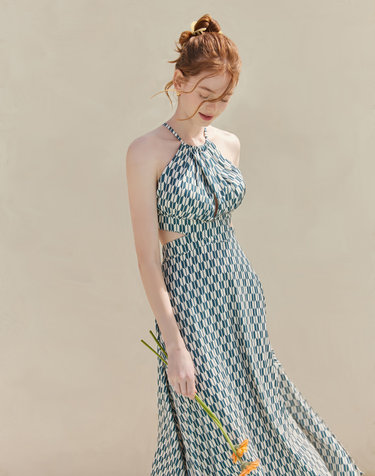 Dahlia Halter Dress Green