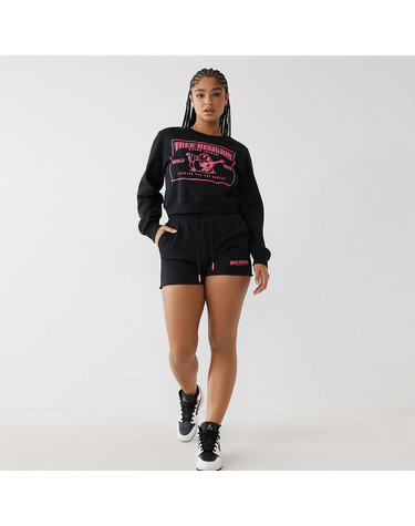 [TRUE RELIGION] SRS LOGO SHRUNKEN SWEATSHIRT_205166_JET BLACK