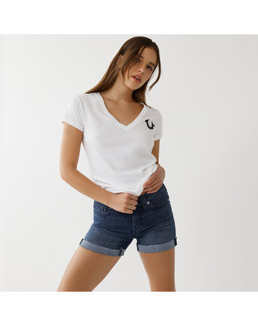 [TRUE RELIGION] MULTI BUDDHA SLIM V NECK TEE_205455_OPTIC WHITE