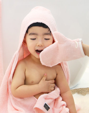 무형광 메이슨 목욕장갑 2장 수건세트 신생아목욕 가제손수건 아기손수건 수건 고리수건