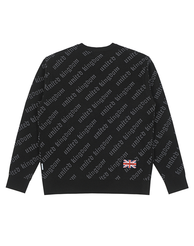 펫츠락 Diagonal UK Crewneck Sweater_Black 블랙 착용컷