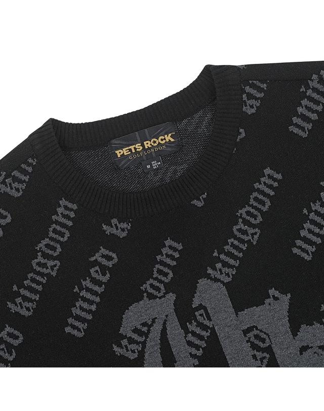 펫츠락 Diagonal UK Crewneck Sweater_Black 블랙 착용컷