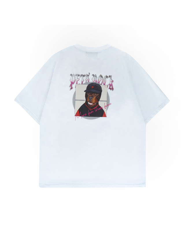 펫츠락 Pets Rock Round T-shirts_White 흰색 착용컷
