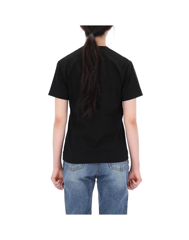 꼼데가르송 26SS 꼼데가르송 더블 하트 와펜 반팔 티셔츠 AX T226 BLACK 착용컷