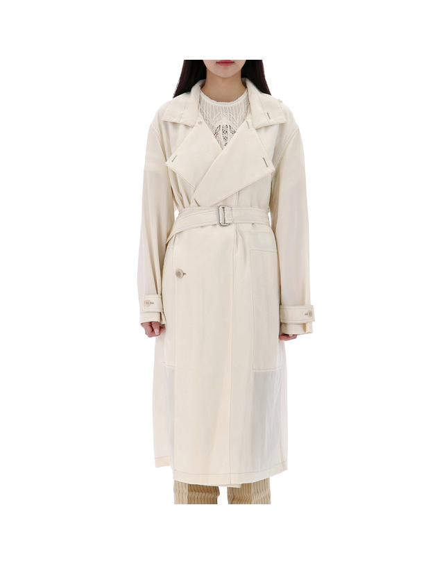 르메르 르메르 66사이즈 럭키찬스 더블 브레스티드 라이트 오버핏 트렌치 코트 CO188 WH002 착용컷